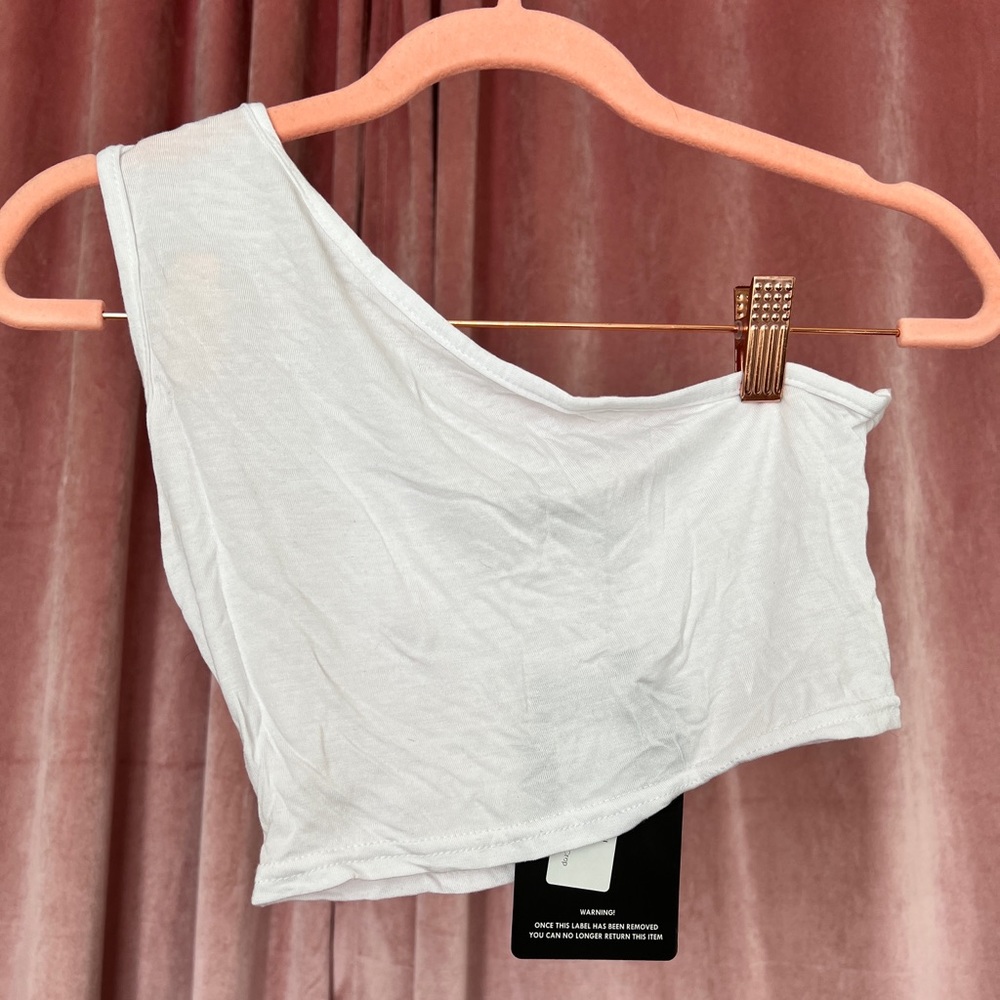 White One Shoulder Crop Top